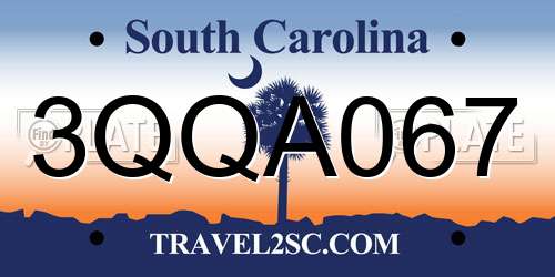 3QQA067 South Carolina License Plate