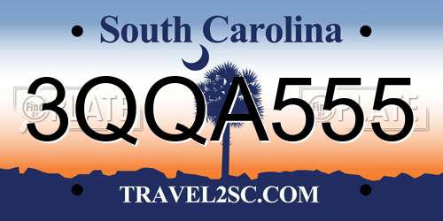 3QQA555 South Carolina License Plate
