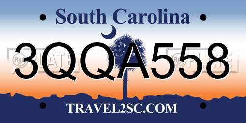 3QQA558 South Carolina License Plate