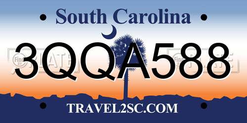 3QQA588 South Carolina License Plate