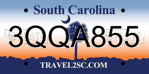 3QQA855 South Carolina License Plate