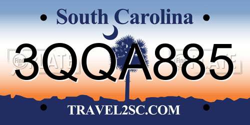 3QQA885 South Carolina License Plate