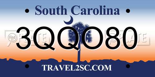3QQO80 South Carolina License Plate