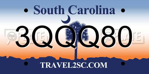 3QQQ80 South Carolina License Plate