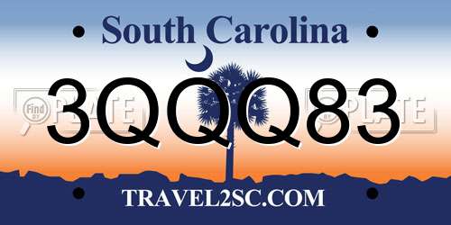 3QQQ83 South Carolina License Plate
