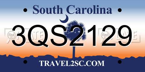 3QS2129 South Carolina License Plate