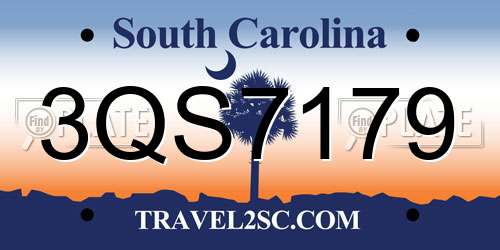 3QS7179 South Carolina License Plate