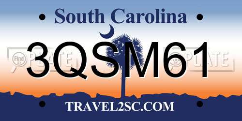 3QSM61 South Carolina License Plate
