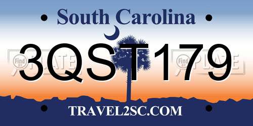 3QST179 South Carolina License Plate