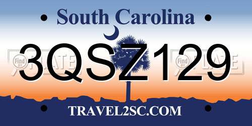 3QSZ129 South Carolina License Plate