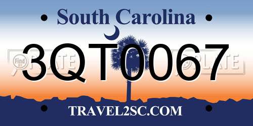 3QT0067 South Carolina License Plate
