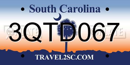 3QTD067 South Carolina License Plate