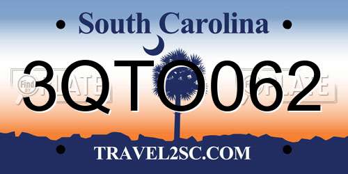 3QTO062 South Carolina License Plate