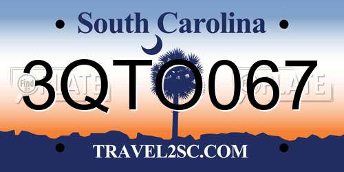 3QTO067 South Carolina License Plate