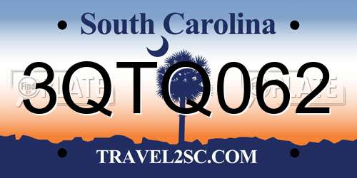 3QTQ062 South Carolina License Plate