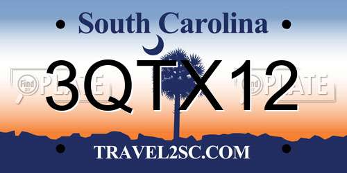 3QTX12 South Carolina License Plate