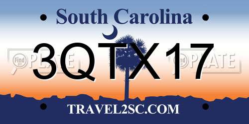 3QTX17 South Carolina License Plate