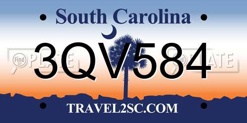 3QV584 South Carolina License Plate