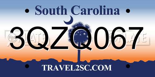 3QZQ067 South Carolina License Plate