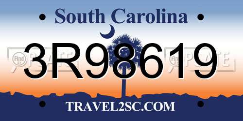 3R98619 South Carolina License Plate