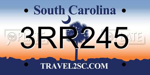 3RR245 South Carolina License Plate