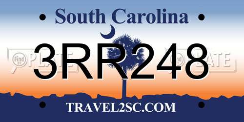 3RR248 South Carolina License Plate