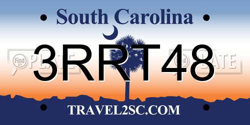 3RRT48 South Carolina License Plate