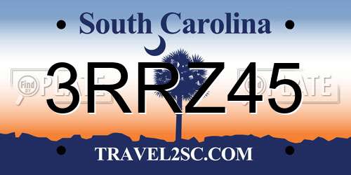 3RRZ45 South Carolina License Plate