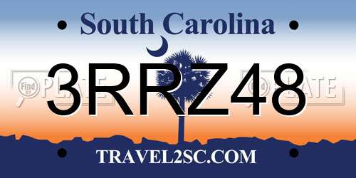 3RRZ48 South Carolina License Plate