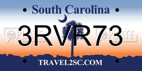 3RVR73 South Carolina License Plate