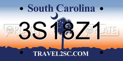 3S18Z1 South Carolina License Plate