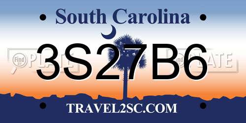 3S27B6 South Carolina License Plate