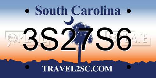 3S27S6 South Carolina License Plate