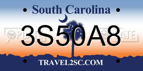 3S50A8 South Carolina License Plate