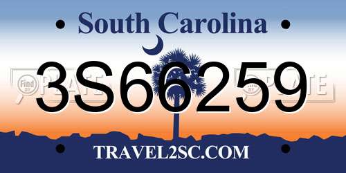 3S66259 South Carolina License Plate