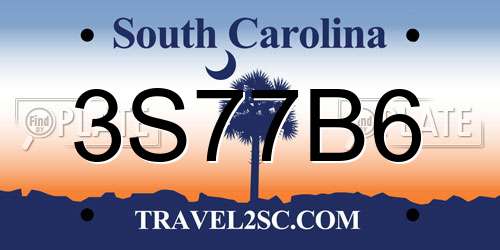 3S77B6 South Carolina License Plate
