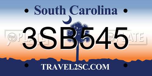 3SB545 South Carolina License Plate