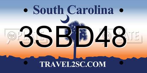 3SBD48 South Carolina License Plate