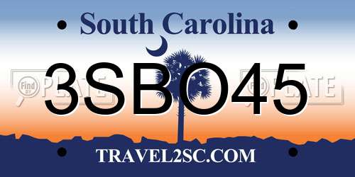 3SBO45 South Carolina License Plate