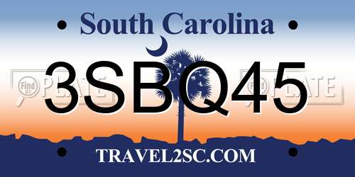 3SBQ45 South Carolina License Plate