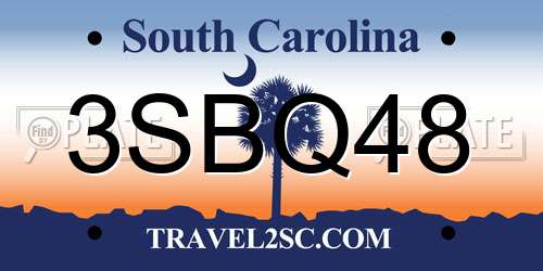 3SBQ48 South Carolina License Plate