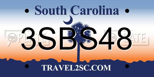 3SBS48 South Carolina License Plate