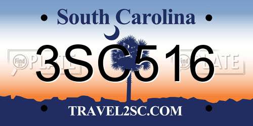 3SC516 South Carolina License Plate