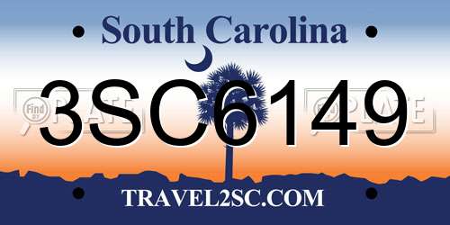 3SC6149 South Carolina License Plate