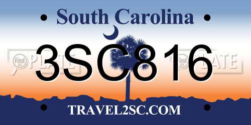 3SC816 South Carolina License Plate