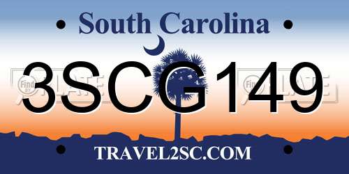 3SCG149 South Carolina License Plate