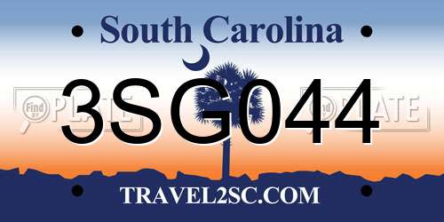 3SG044 South Carolina License Plate