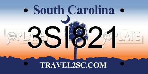 3SI821 South Carolina License Plate