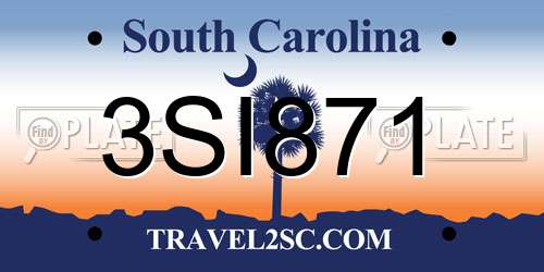 3SI871 South Carolina License Plate