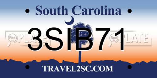 3SIB71 South Carolina License Plate